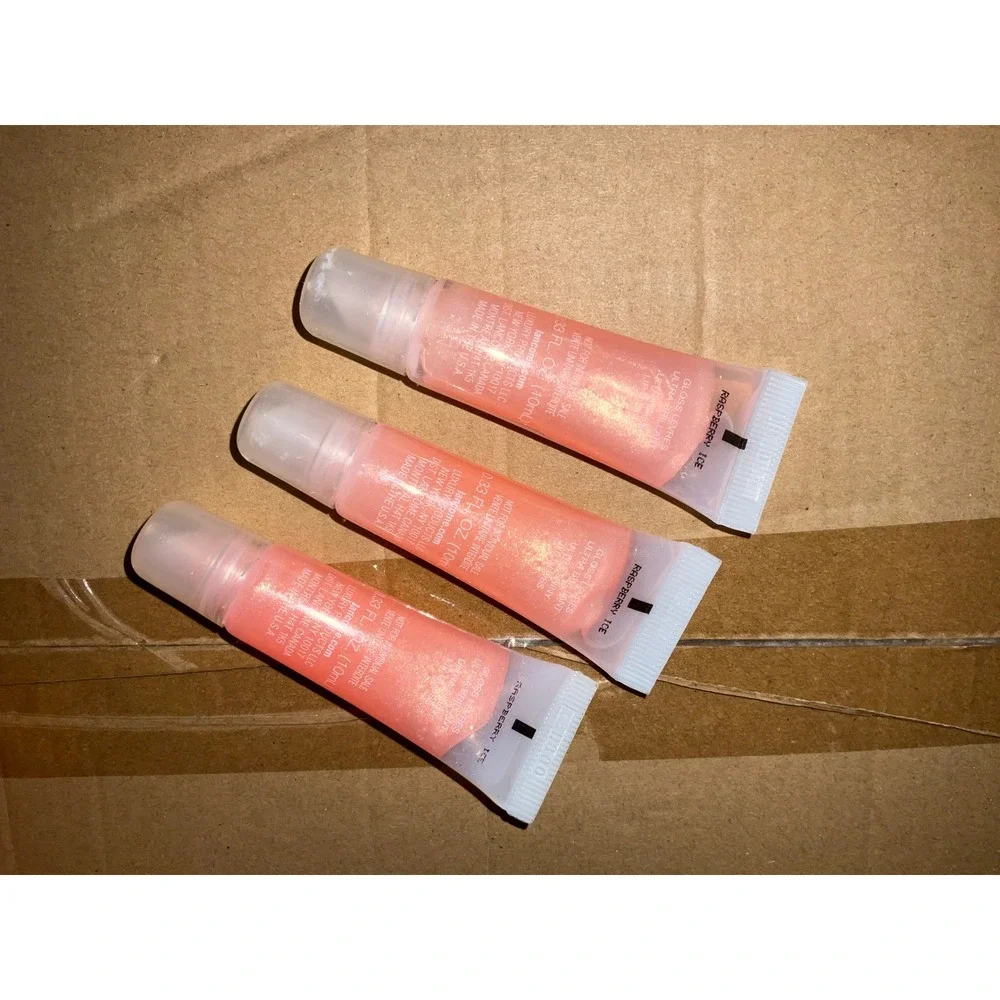 Lancome Juicy Tubes Lip Gloss Raspberry Ice Shimmer High Shine Set of 3 travel